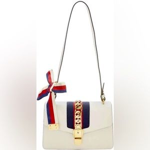 Gucci small white leather Sylvie shoulder bag